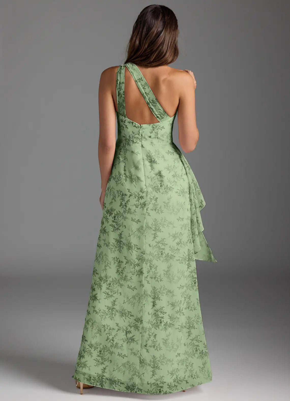 A-line One Shoulder Floor-Length Chiffon Bridesmaid Dress With Ruffle