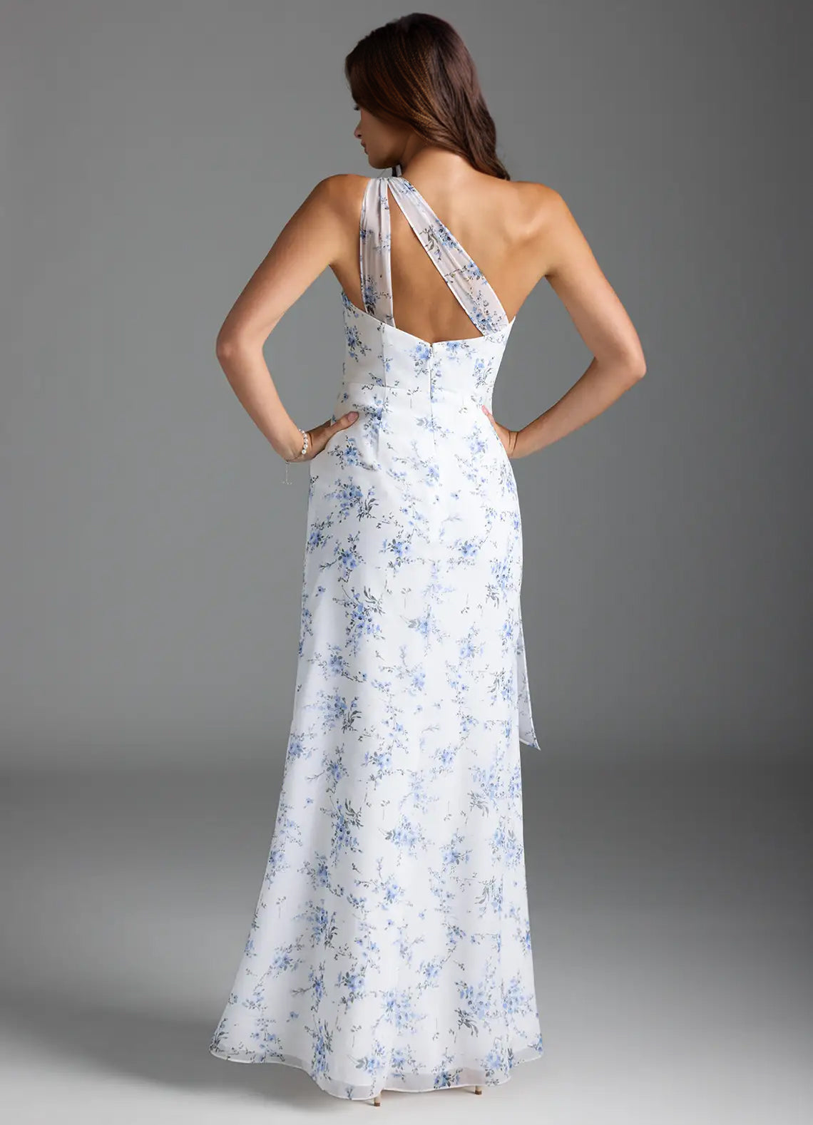 A-line One Shoulder Floor-Length Chiffon Bridesmaid Dress With Ruffle