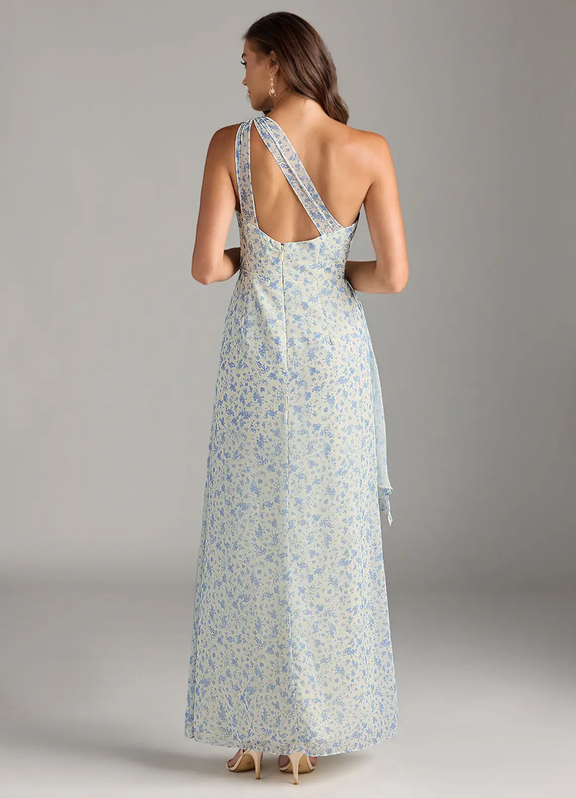 A-line One Shoulder Floor-Length Chiffon Bridesmaid Dress With Ruffle