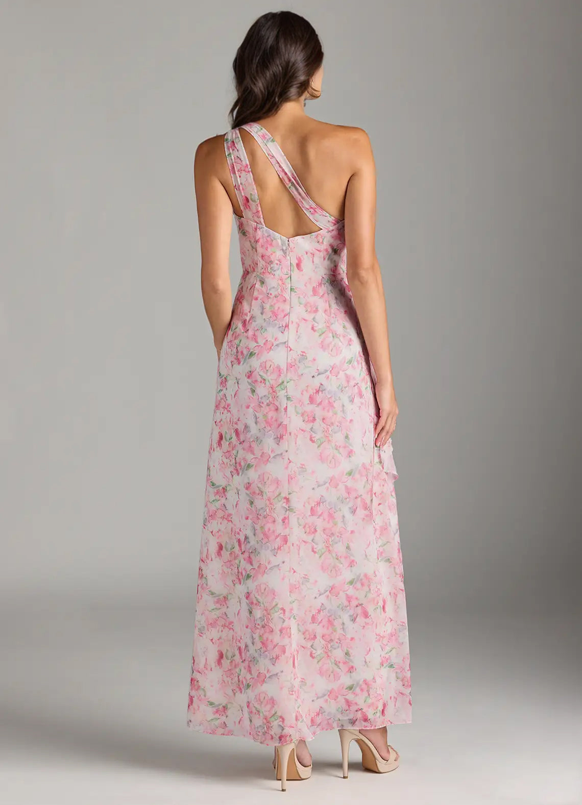 A-line One Shoulder Floor-Length Chiffon Bridesmaid Dress With Ruffle