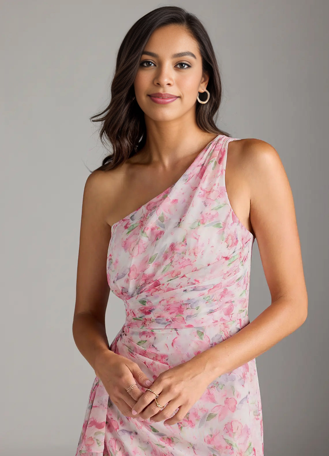 A-line One Shoulder Floor-Length Chiffon Bridesmaid Dress With Ruffle