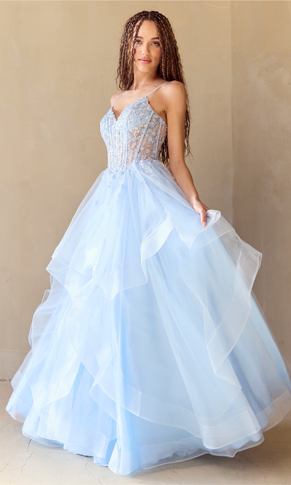 Long Glitter Prom Ball Gown: Amelia Couture 5068