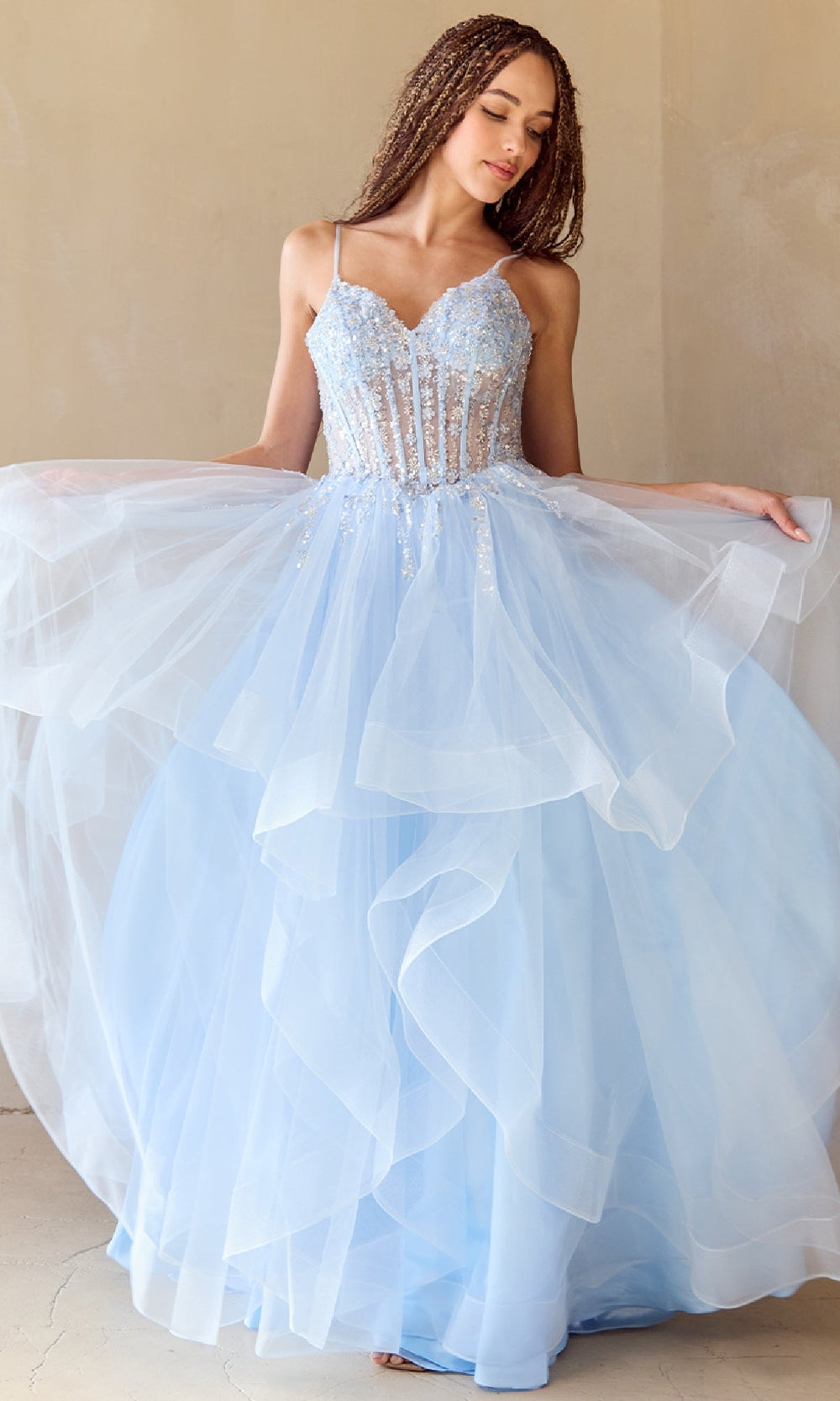 Long Glitter Prom Ball Gown: Amelia Couture 5068