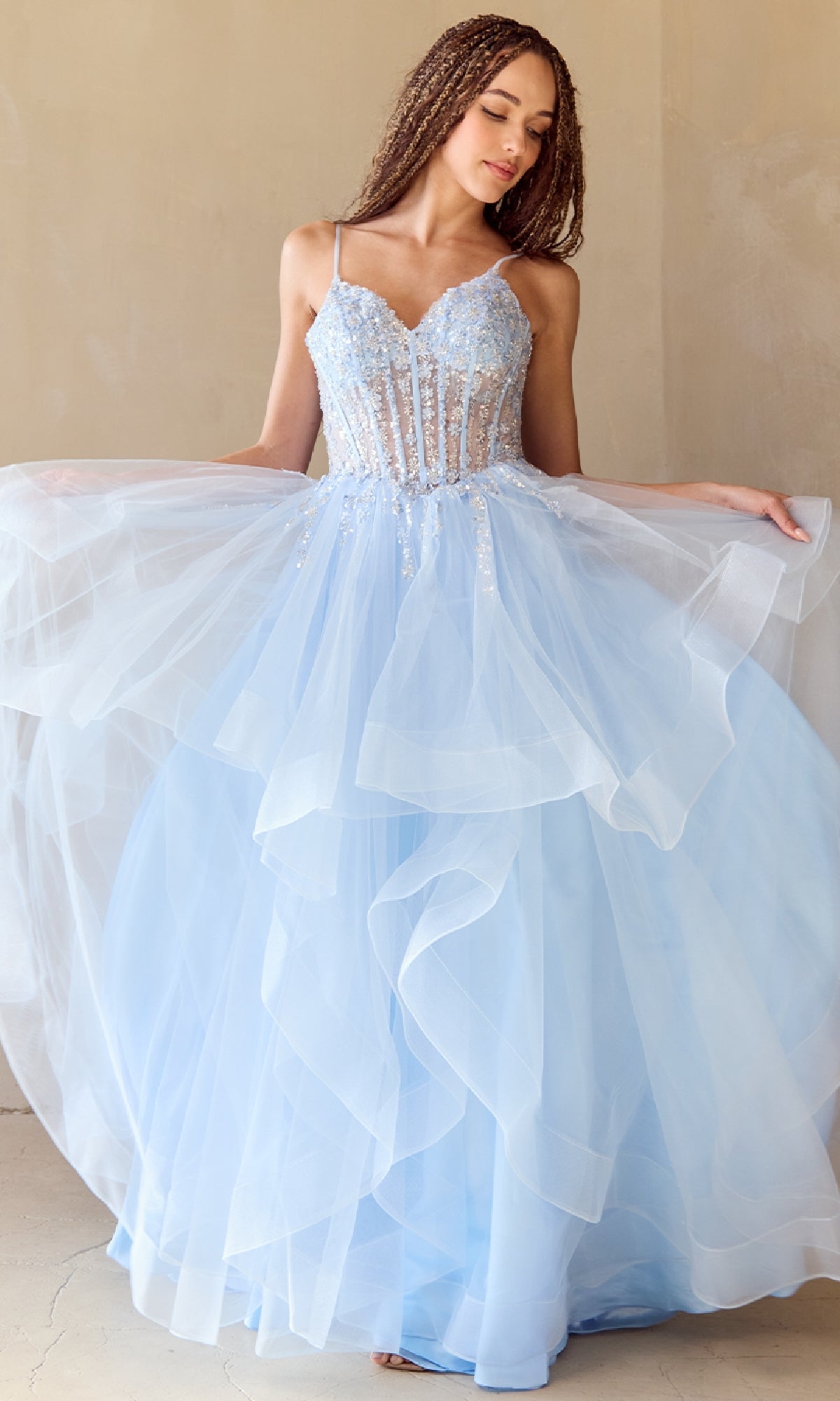 Long Glitter Prom Ball Gown: Amelia Couture 5068