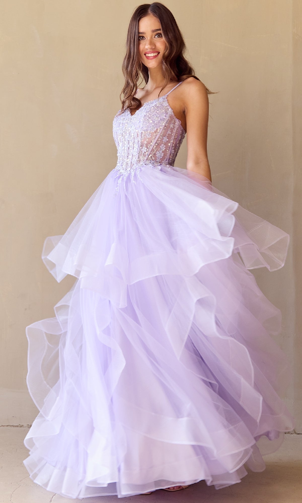 Long Glitter Prom Ball Gown: Amelia Couture 5068