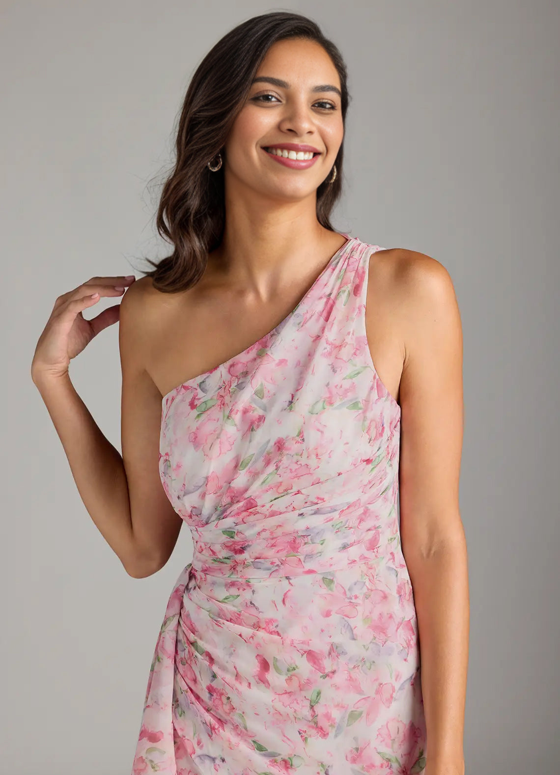 A-line One Shoulder Floor-Length Chiffon Bridesmaid Dress With Ruffle