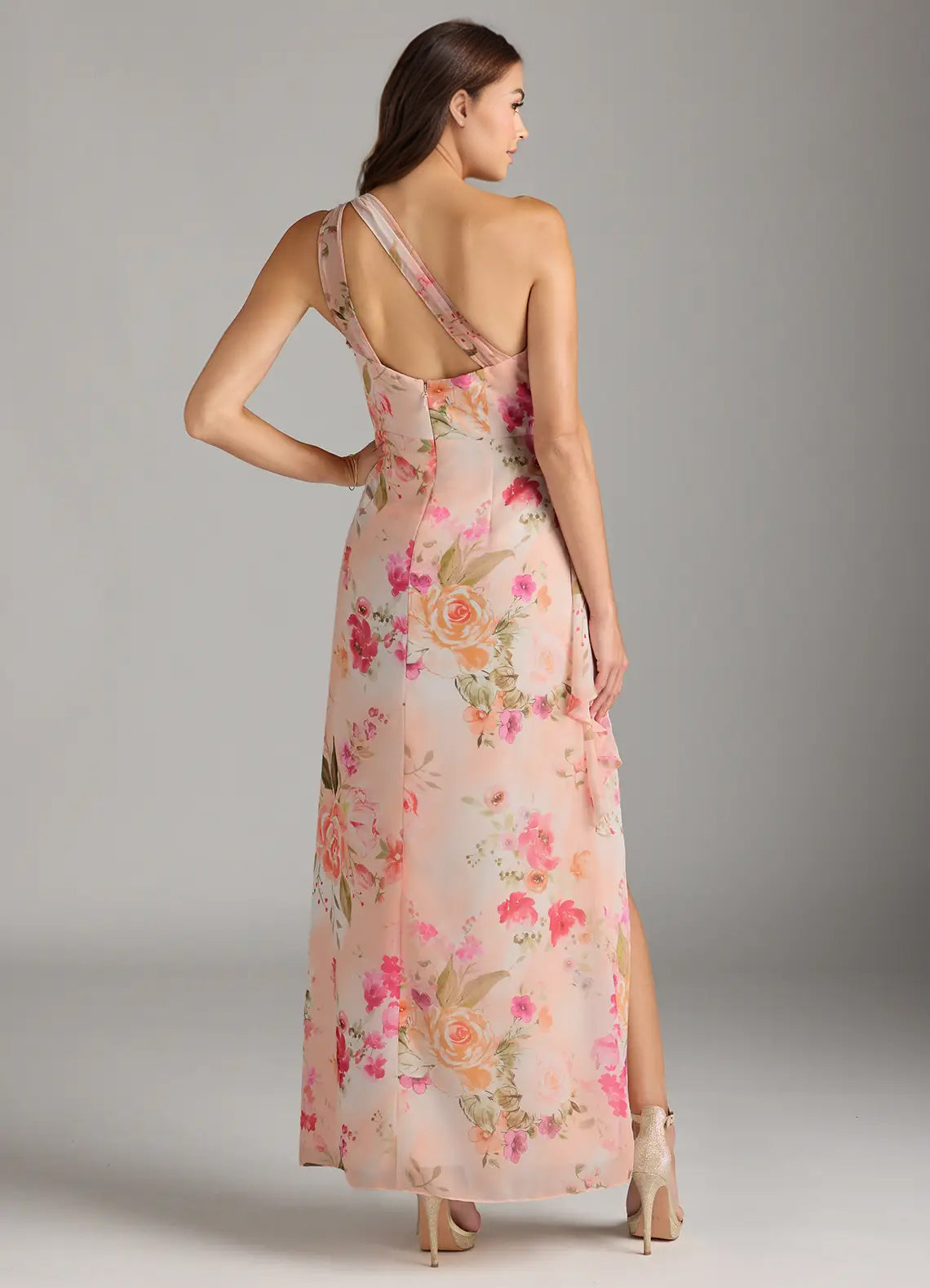 A-line One Shoulder Floor-Length Chiffon Bridesmaid Dress With Ruffle